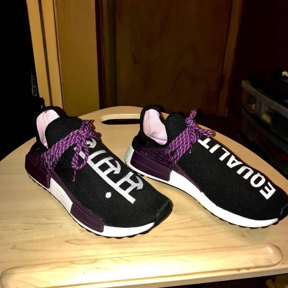 Adidas Human Race Black, and Cobalt Purple.